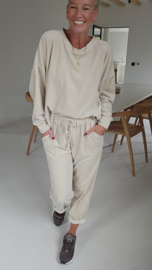VERO soft velvet jogger set soft beige