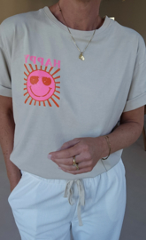 HAPPY cotton T-shirt beige