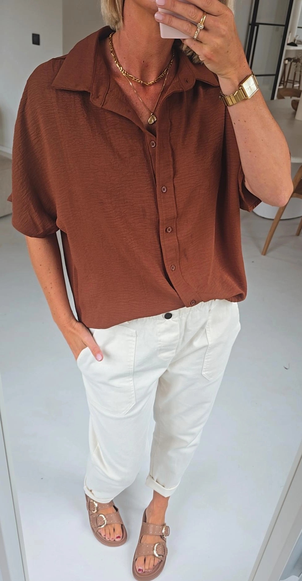 MIA short-sleeved shirt chocolat