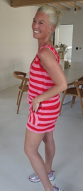 BIBI striped terry set pink red