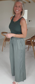SALLI satin loose pants khaki