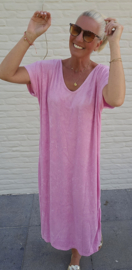 DIDI maxi terry T-shirt dress pink v-neck