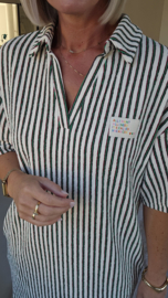 TESS striped sponge dress khaki