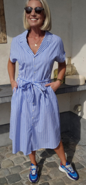 MOENA striped shirt midi dress blue