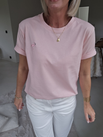 FLAMINGO cotton tee soft pink