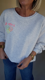 HAPPY LIFE sweatshirt mêlee grey (with key ring)