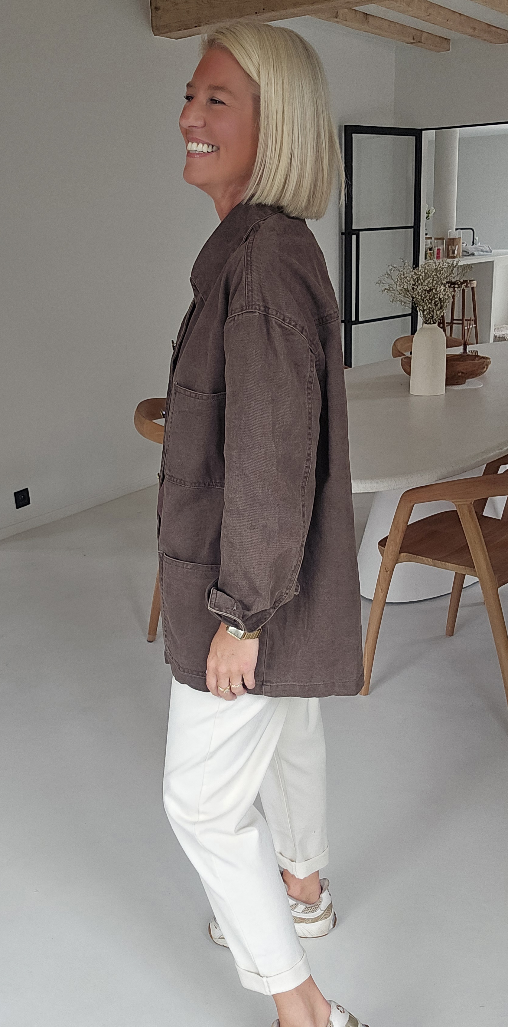 FELINE oversized cotton jacket chocolat