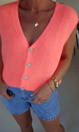 JOLIE sleeveless knit cardigan neon coral