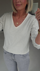 SOPHIA striped v-neck longsleeve grey