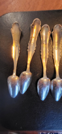 6x Biedermeier lepeltjes zilver 60 gram 10 cm L Schenkel 1884.