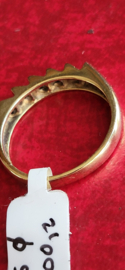 Zware beetje apparte rijring met 5x briljant 0,25 crt maat 18.5.