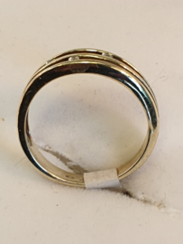 Bi-color damesring met zirconia, maat 17.5,  6 mm breed