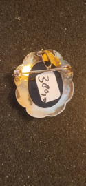 14 kr gouden hanger / Broche met granaat bruto 8,7 gram 2.5 bij 3cm.