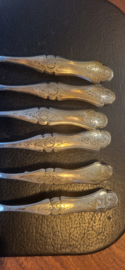 6x Biedermeier lepeltjes zilver 60 gram 10 cm L Schenkel 1884.