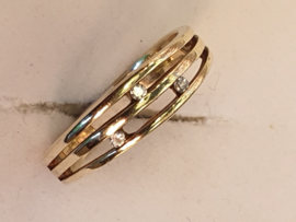 Bi-color damesring met zirconia, maat 17.5,  6 mm breed