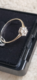 Leuke rozet briljant ring wit goud met 7x 0.02 crt maat 17,5.