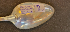 Zilver lepel van Hendrik Overhulsman Amsterdam 1785 22 cm 57 gram.