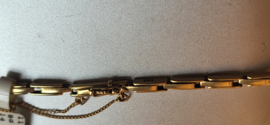 Antiek gouden dameshorloge met verende rekband en kast diameter 2 cm