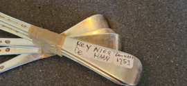 Zilver 2x couvert en 2 extra lepels Reynier de Haan 1753 Den Haag.