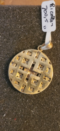Grote twee kleuren gouden hanger met zirkonia  10 gram 30 mm rond