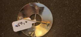 Hand gemaakte broche  2 kleuren goud en triangel zirkoon 6 gram 3,5 cm