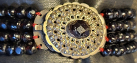 Antieke rouw armband zilver met glas-granaat 18,5 cm slot 25/34 mm