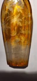 Geurflesje kristal met double dop en stopje in de stijl Lalique.