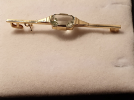 14 Kr  gouden speld broche met aquamarijn 5.5 cm netto 2,8 gram