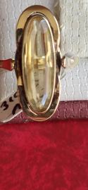 Gouden ring met Citrien kop 2,5 bij 1 cm maat 17 3,8 gram netto.