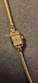 Vintage 14 kr gouden dames horloge   netjes. slangenband 15 cm lopende.