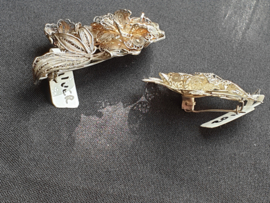 2x zilver filigrain broche vermoedelijk indisch. 6 cm 7 cm