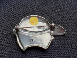Adecco broche nieuw zilver met zirkonia 4 cm.