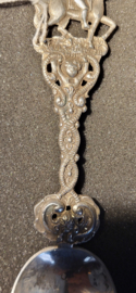 Geboorte lepel van Sustring A M 1887 Sneek 72 gram 21 cm. met text.