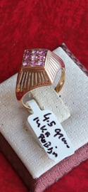 Artdeco ring met robijn  14 kr roze 4,5 gram  maat 17 .
