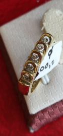 Zware beetje apparte rijring met 5x briljant 0,25 crt maat 18.5.