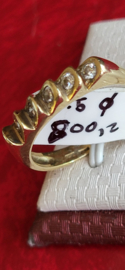 Zware beetje apparte rijring met 5x briljant 0,25 crt maat 18.5.