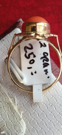 Gouden bloedkoraal ring met extra rand  maat 17  14 krt