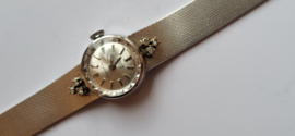 Witgouden 14 kr gouden dames horloge met 6x briljant 22 gram 17 cm