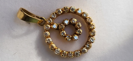 18  kr goud ronde hanger met zirkonia 4,5 gram  diameter 20 mm.