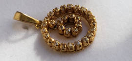 18  kr goud ronde hanger met zirkonia 4,5 gram  diameter 20 mm.