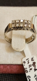 Mooie stevige witgouden dames ring met10 diamant totaal 0.20 crt.