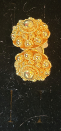 Grote zilveren goud verguld keelknopen voor klederdracht 26 mm  1890 14 gram