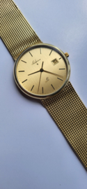 Mooie 14 kr gouden heren horloge met gouden milanese band 50 gram 19 cm