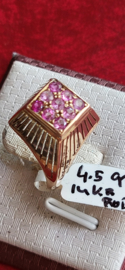 Artdeco ring met robijn  14 kr roze 4,5 gram  maat 17 .