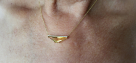 Hand gemaakte citrien hanger goud met 17 briljantjes en jasseron collier.