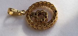 18  kr goud ronde hanger met zirkonia 4,5 gram  diameter 20 mm.