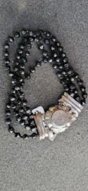 Zilver rouwarmband met gitte kralen 19,5 cm antiek.