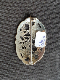 Klein zilver broche open gezaagd model bloemen. 5 cm