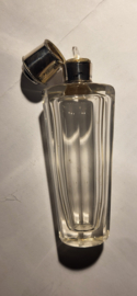 Kristal Geurfles met zilver beslag 9,5 cm hoog  nette staat. glas nieuwstaat.