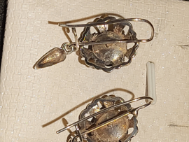 Antiek granaat rozetten met haak en pieki rouw oorbellen 2,5 cm/1,7 cm.